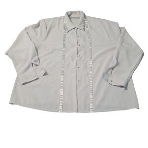 Claudia Richard Womens Button Up Silver Size 18 Polyester Long Sleeve Collar